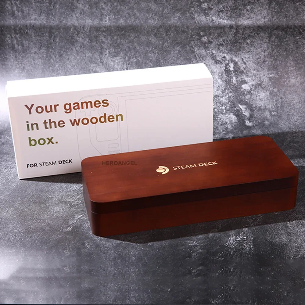 Desk Setup Wood - กล่องเก็บของไม้แบบแข็งแม่เหล็ก ดีไซน์หรู สำหรับ Steam Deck ป้องกันการตกกระแทก