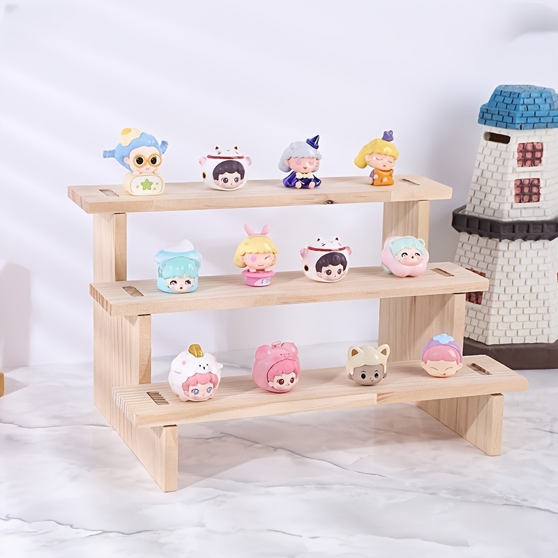 Desk Setup Wood - 1 ชิ้น ชั้นวางของไม้เนื้อแข็ง, ชั้นวางอเนกประสงค์สำหรับโมเดล, เครื่องสำอาง, น้ำหอมและอุปกรณ์ศิลปะ,