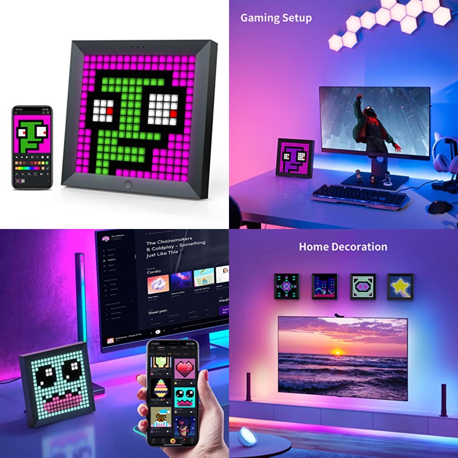 Desk Setup Light - แผงแสดงผลพิกเซลไฟ LED เหมาะสำหรับแถบไฟ RGB ควบคุมผ่านแอปอัจฉริยะ พร้อมการตั้งค่าแสงแบบเคลื่อนไหวสุดเท่สำหรับพีซี