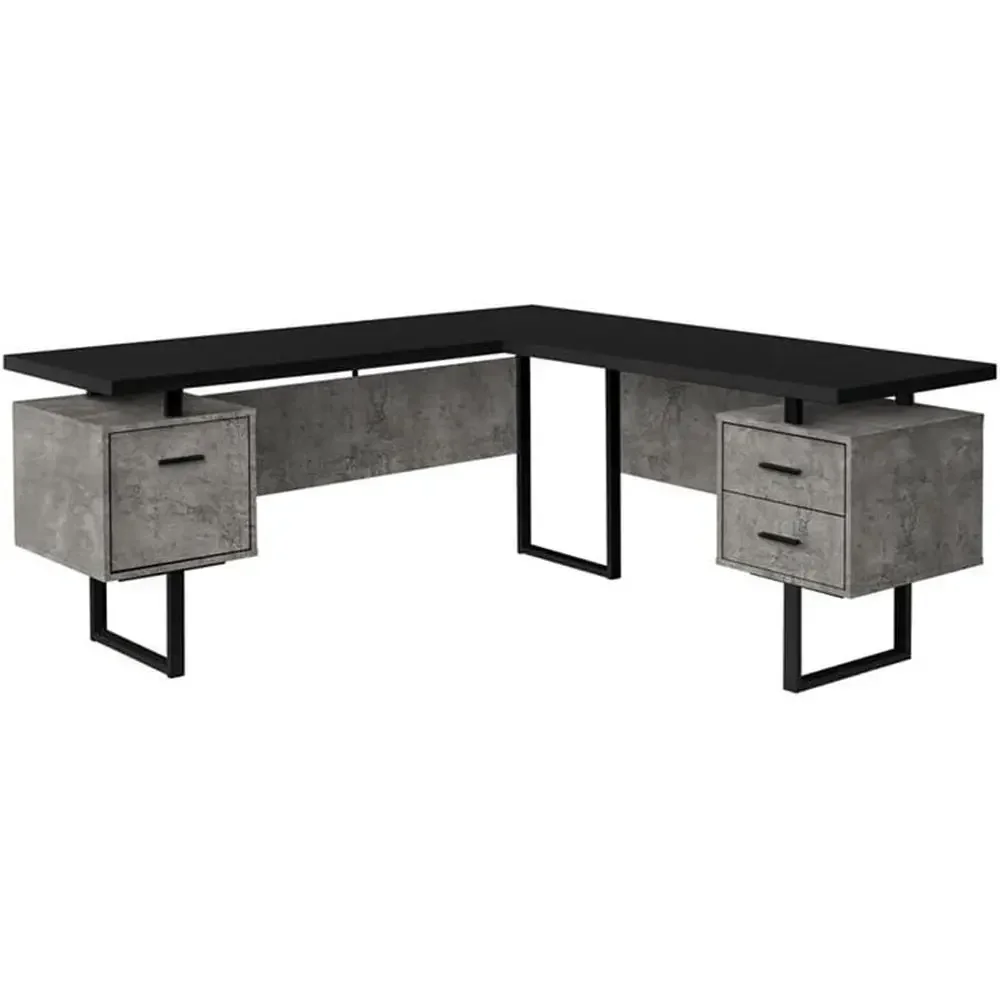 Desk Setup Black - โต๊ะคอมพิวเตอร์รูปตัว L ขนาด 70 นิ้ว พร้อมที่เก็บของสำหรับโฮมออฟฟิศ
