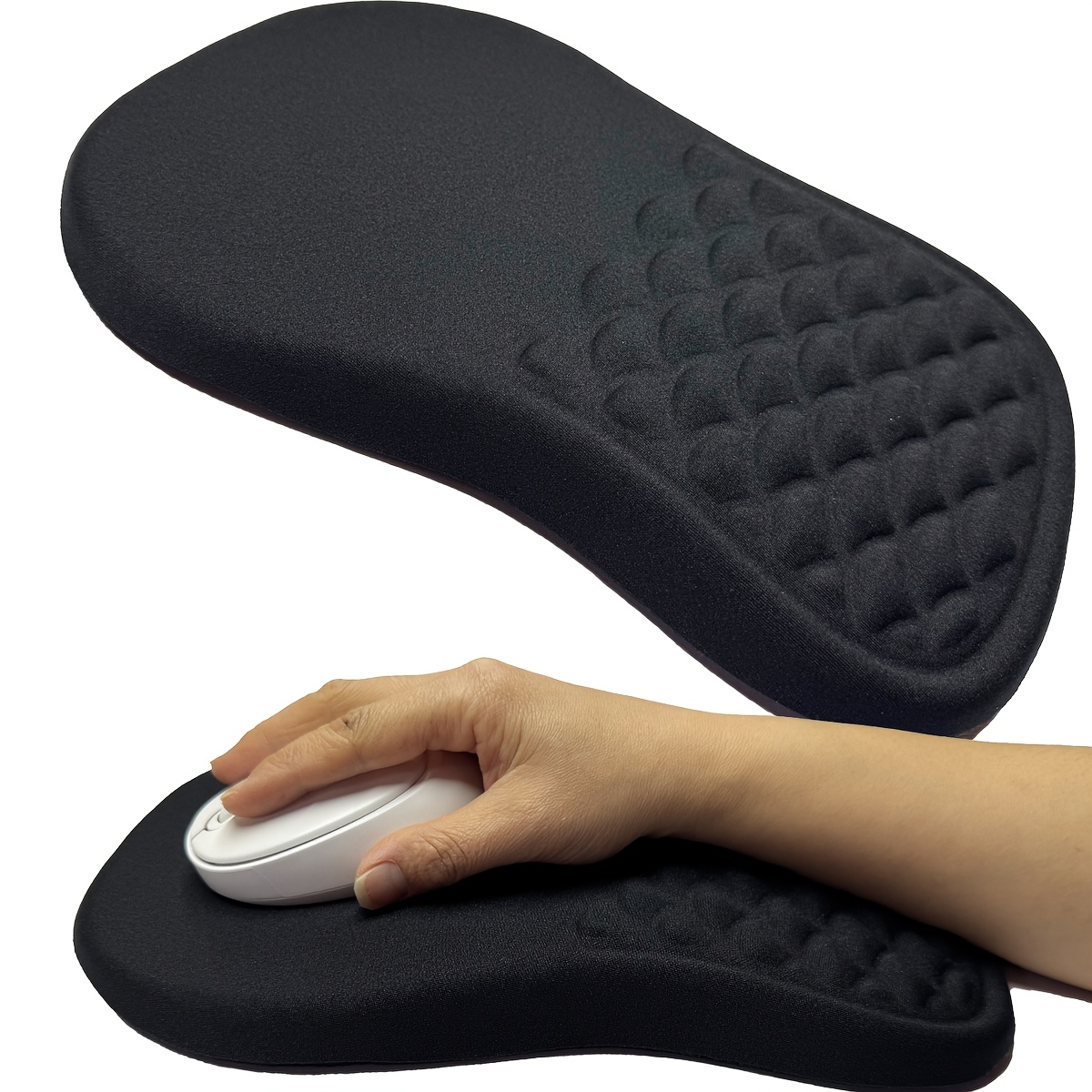 Desk Setup Black - แผ่นรองเมาส์, ที่รองข้อมือโฟมวิสโคอีลาสติก, ฐาน PU กันลื่น, เรียบลื่น,