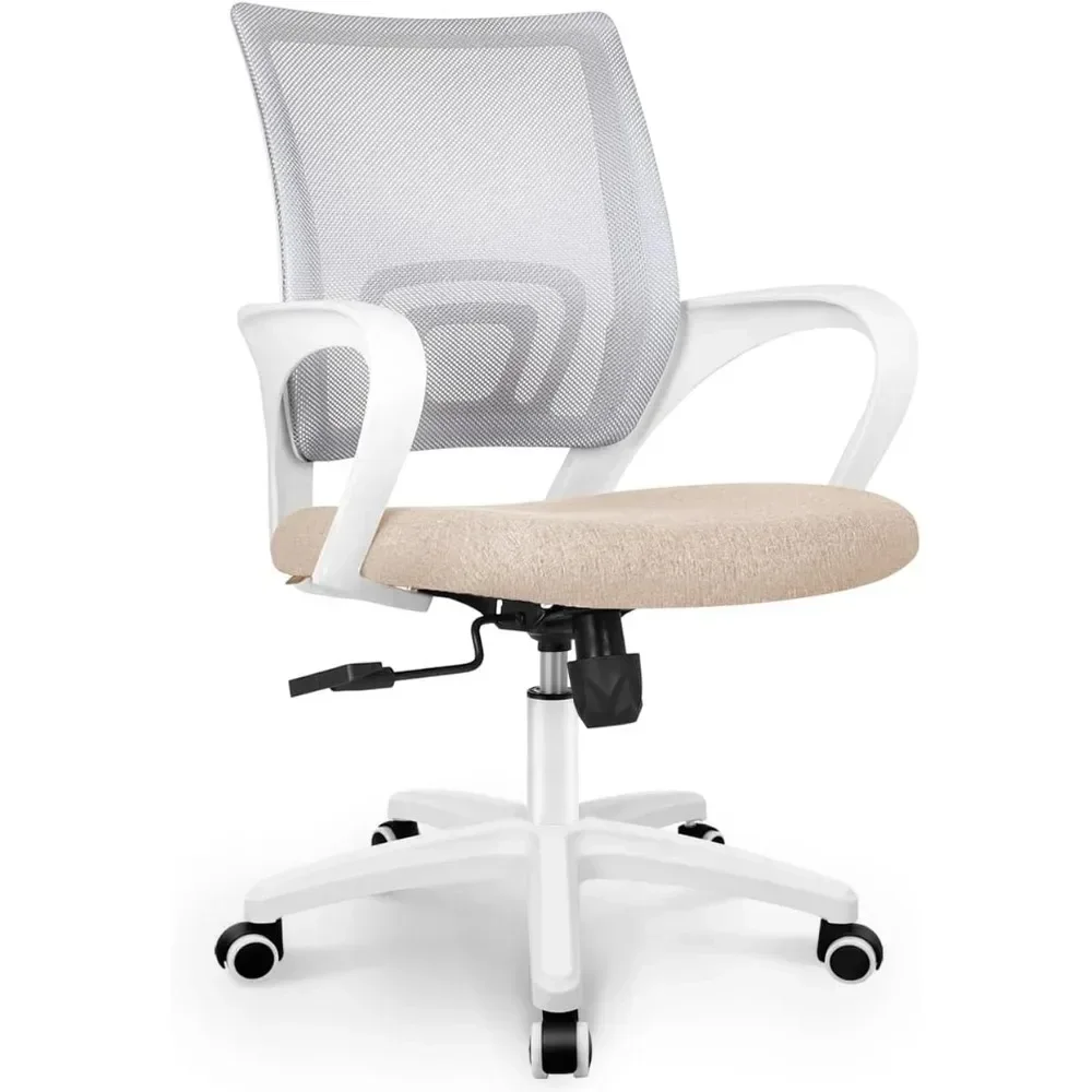 Desk Setup Or Set Up - NEO CHAIR เก้าอี้คอมพิวเตอร์สำนักงาน เก้าอี้โต๊ะทำงานตาข่ายพนักพิงกลางตามหลักสรีระศาสตร์ สีเบจ |