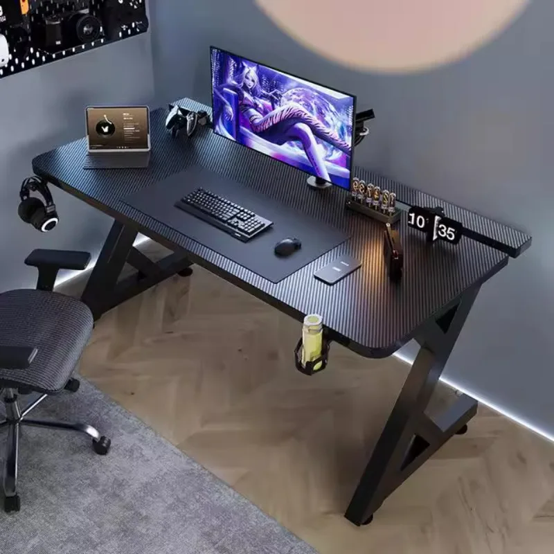 Desk Setup Designer - โต๊ะคอมพิวเตอร์สีดำดีไซน์มินิมอล ระดับไฮเอนด์ สำหรับตั้งโน้ตบุ๊ก โต๊ะคอนโซล หรูหราเบาๆ เฟอร์นิเจอร์