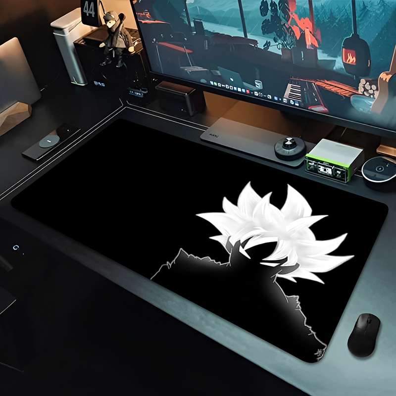 Desk Setup Black - แผ่นรองเมาส์อนิเมะ DBZ สีดำ ลายดราก้อนบอล ขนาดใหญ่ สำหรับคอมพิวเตอร์
