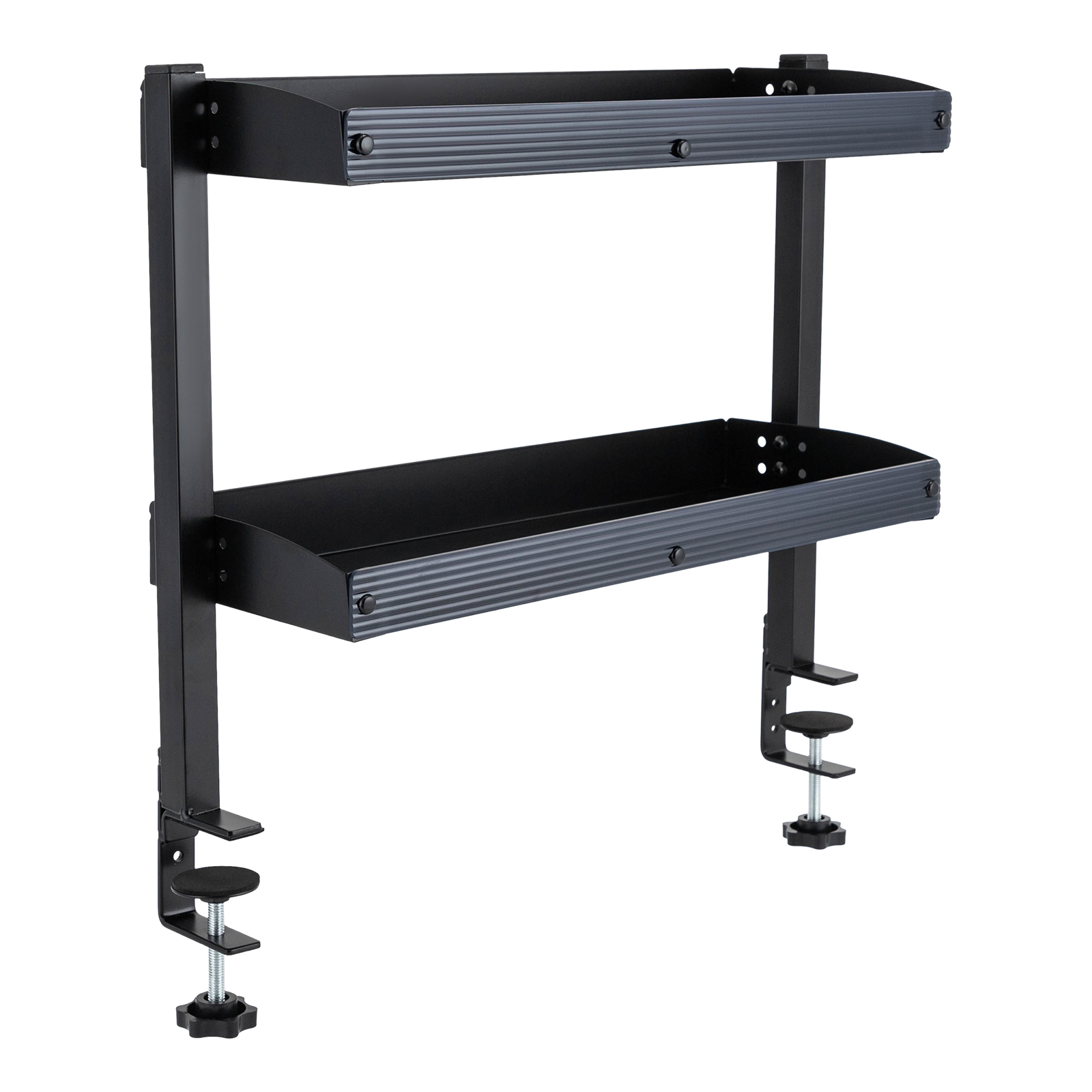 Desk Setup Black - ชั้นวางของแบบหนีบ 2 ชั้น เหนือหรือใต้โต๊ะ ชั้นวางเข้ามุม สีดํา
