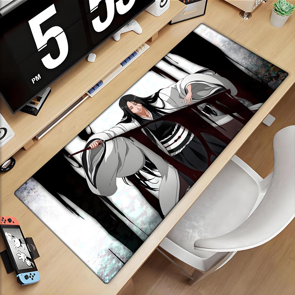 Desk Setup Black - แผ่นรองเมาส์ขนาดใหญ่สีดำสีขาวอะนิเมะ BLEACH เมาส์เสื่อเกมอุปกรณ์เสริมสำนักงานเกมเมอร์คีย์บอร์ดโต๊ะแผ่นรองเมาส์อูโนฮะ รีสึ