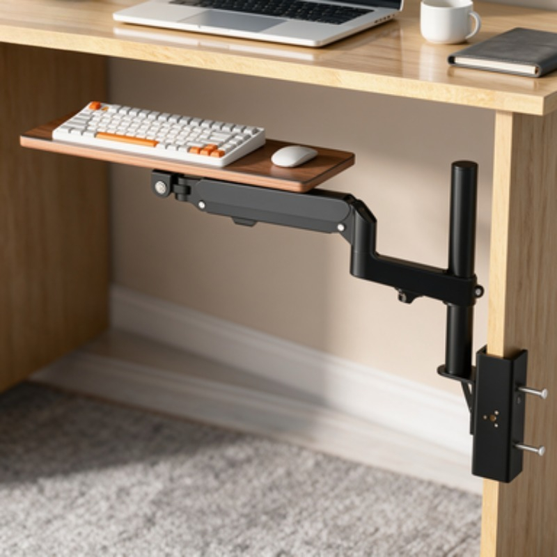 Desk Setup Living Room - ประหยัดพื้นที่ใต้โต๊ะ ถาดวางคีย์บอร์ด แท่นพิมพ์สำหรับสำนักงาน อุปกรณ์เสริมโต๊ะทำงาน DIY สถานีงาน
