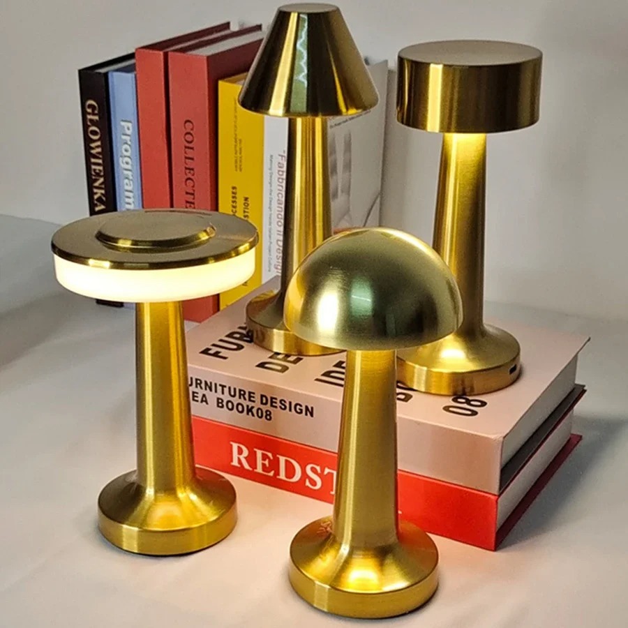 Desk Setup Study - LED โคมไฟตั้งโต๊ะแบบสัมผัสแบบชาร์จไฟได้ Retro โลหะโต๊ะบาร์สําหรับห้องนอนร้านอาหาร Coffee Study
