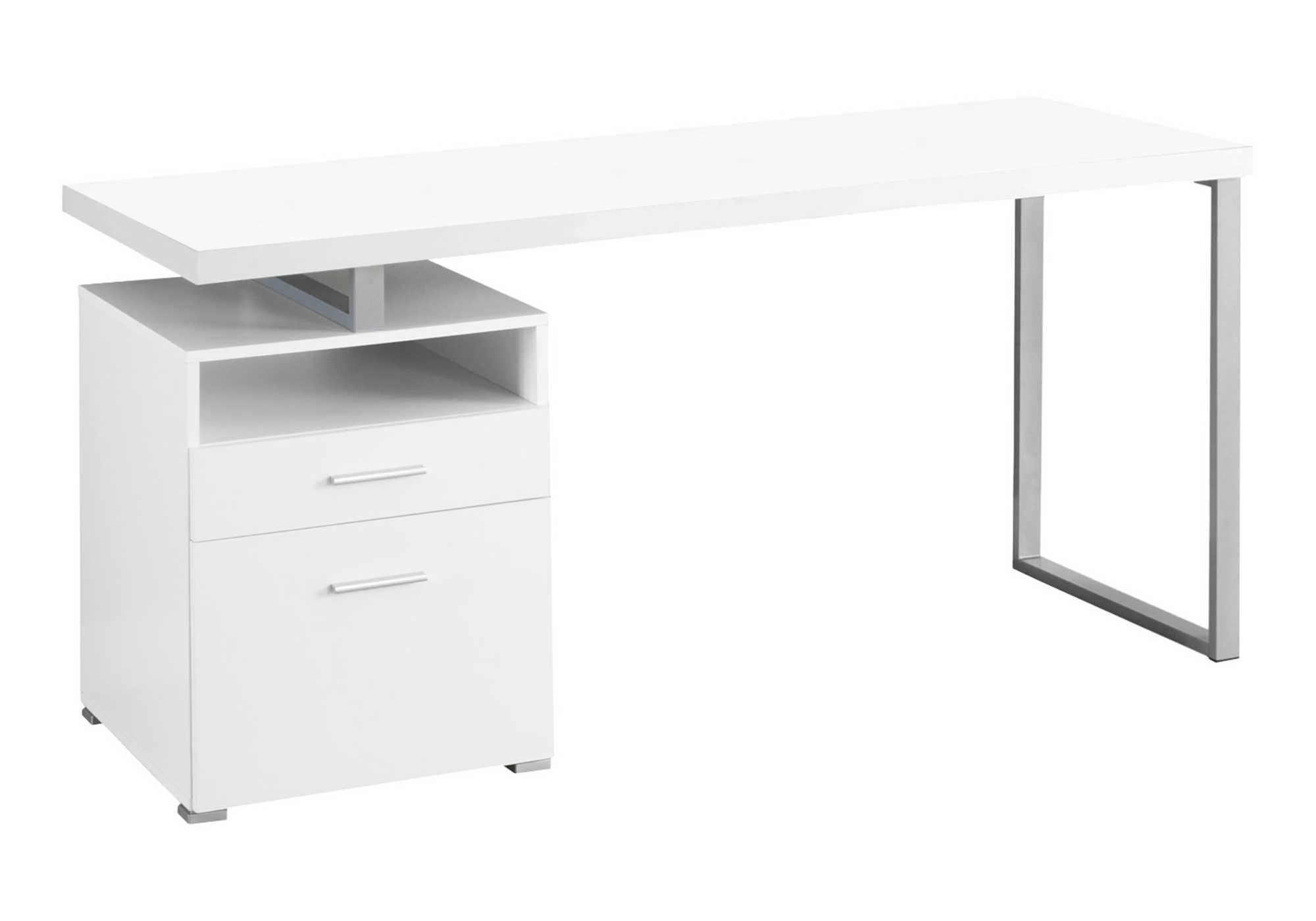 Desk Setup Or Set Up - โต๊ะเขียนหนังสือคอมพิวเตอร์สำหรับบ้านและสำนักงาน พร้อมชั้นวางของแบบเปิดและตู้เก็บเอกสาร - ติดตั้งได้ทั้งด้านซ้ายหรือขวา ขนาด 60