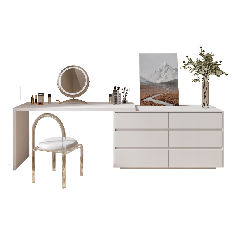 Desk Setup No Computer - โต๊ะเครื่องแป้งอเนกประสงค์รูปตัวแอลสำหรับใช้ในบ้านหรือสำนักงาน พร้อมกระจกแต่งหน้า ชุดโต๊ะเครื่องแป้ง