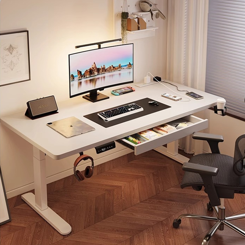 Desk Setup Designer - โต๊ะทำงานไฟฟ้าปรับระดับได้ รุ่นโมเดิร์น โครงเหล็ก มอเตอร์คู่ ดีไซน์ตามหลักสรีรศาสตร์ สำหรับใช้ในบ้าน/ห้องนอน