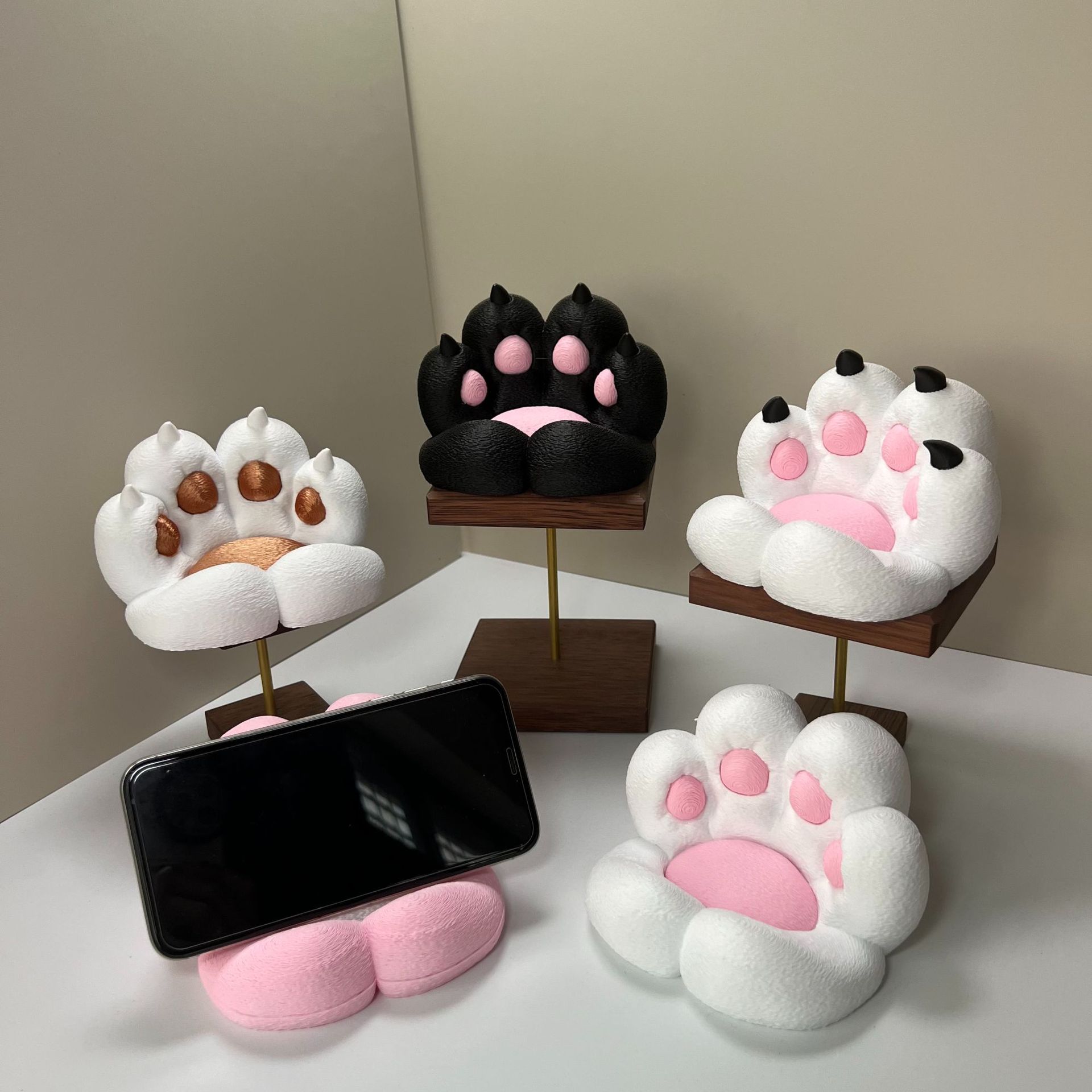 Desk Setup Cute - เครื่องประดับตั้งโต๊ะรูปอุ้งเท้าแมวน่ารัก สามารถใช้เป็นที่วางโทรศัพท์และแท็บเล็ต ตกแต่งโต๊ะทำงานที่บ้าน เป็นของขวัญที่ดี