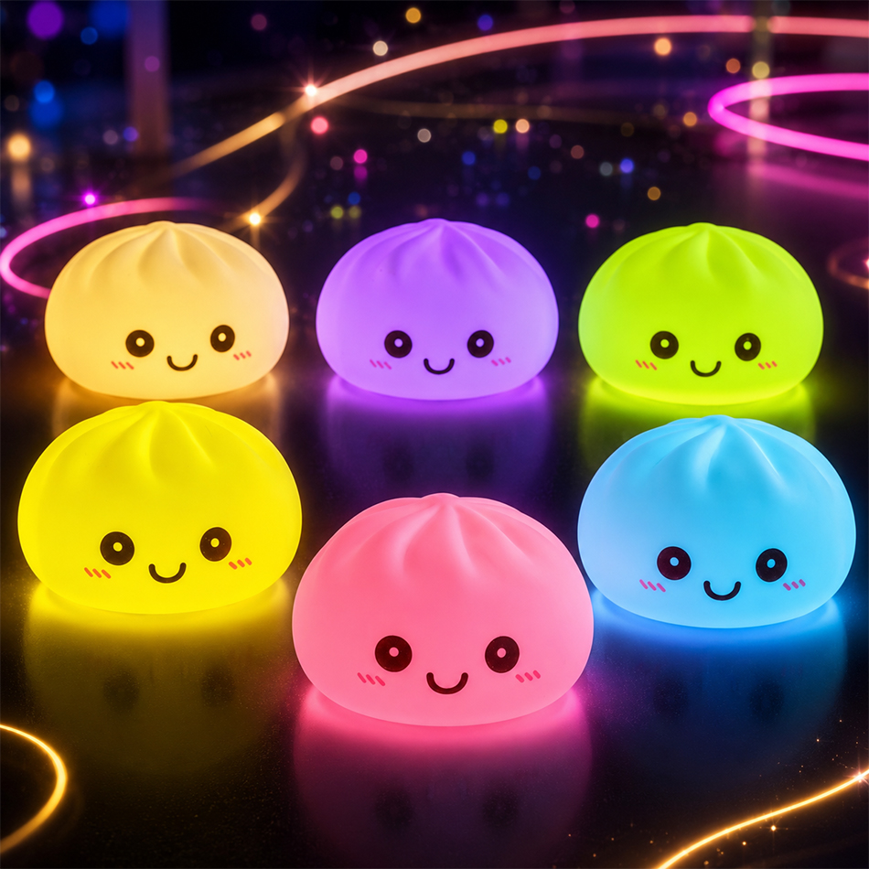 Desk Setup Light - ไฟกลางคืนรูปเกี๊ยวใหม่ ของตกแต่งโต๊ะทำงาน ไฟเกี๊ยวเรืองแสง กล่องนึ่งเกี๊ยวเรืองแสงน่ารัก ไฟเกี๊ยวคาวาอี้ ของขวัญ