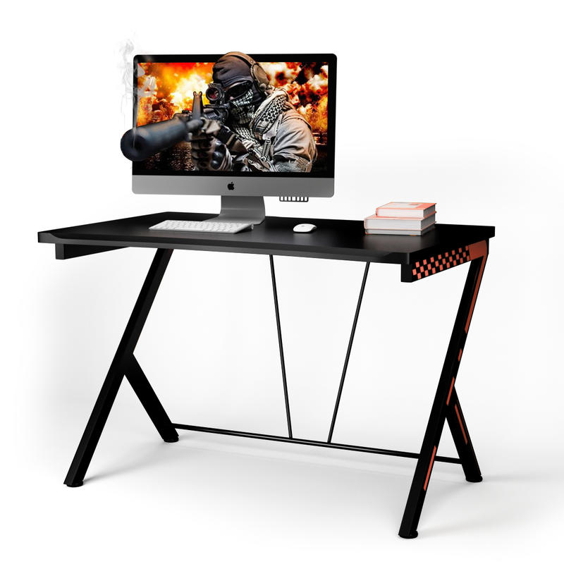 Desk Setup Designer - โต๊ะคอมพิวเตอร์ตามหลักสรีรศาสตร์ที่ทันสมัย ​​ท็อปโต๊ะทำจาก MDF พร้อมโครงโลหะ ดีไซน์กะทัดรัดสำหรับโฮมออฟฟิศขนาดเล็กและการตั้งค่าสำหรับเล่นเกม ประกอบง่าย