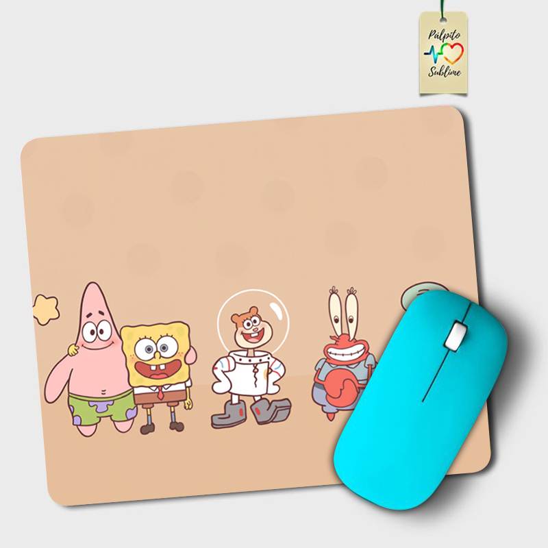 Desk Setup Cute - แผ่นรองเมาส์ลายสปอนจ์บ็อบ สแควร์แพนท์ แผ่นรองเมาส์กันลื่นสำหรับสำนักงาน ลายการ์ตูนน่ารัก ขนาดเล็ก 18x22