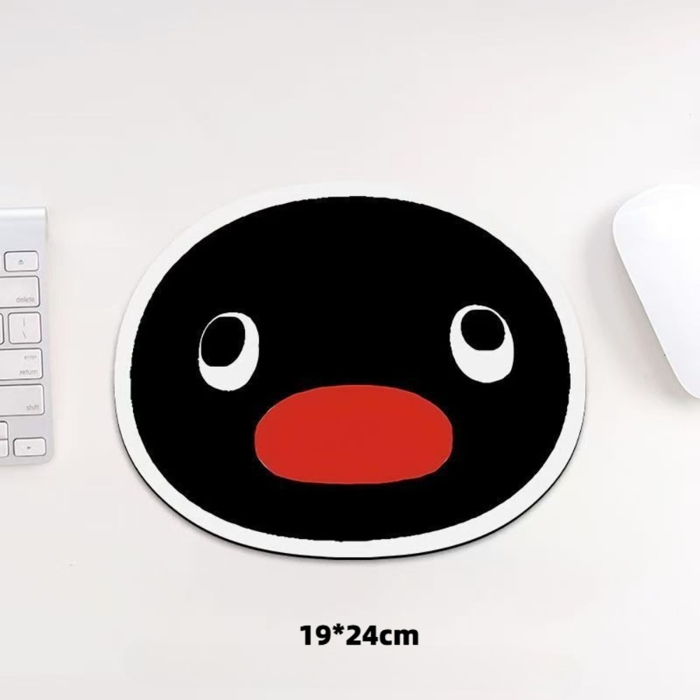 Desk Setup Cute - แผ่นรองเมาส์ลายเพนกวินน่ารัก ตลก ลายการ์ตูน รูปวงรี กันลื่น ทำจากยาง