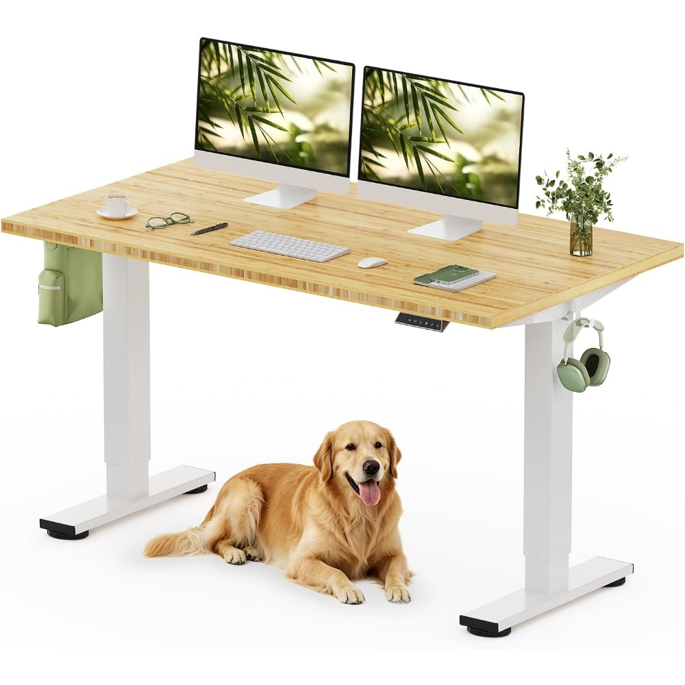 Setup Desk Monitor - FLEXISPOT โต๊ะทำงานแบบยืนไม้ไผ่แข็ง 55