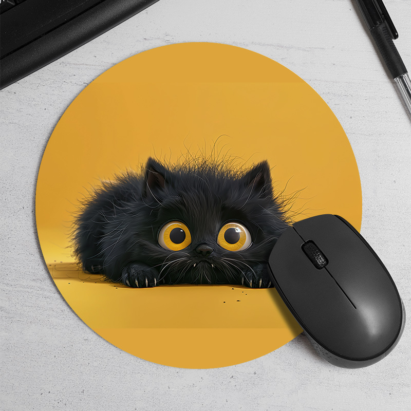 Desk Setup Or Set Up - แมวดําน่ารักรอบแผ่นรองเมาส์แผ่นยางกันลื่นสําหรับ Office GAMING เกมบ้านหรือสํานักงานน่ารักการ์ตูนโต๊ะ Mats พรมชุด
