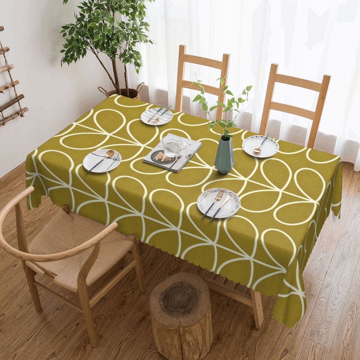 Desk Setup Wallpaper - Orla Kiely ผ้าปูโต๊ะทรงสี่เหลี่ยมกันน้ำได้ผ้าคลุมโต๊ะลายดอกไม้แบบสแกนดิเนเวีย