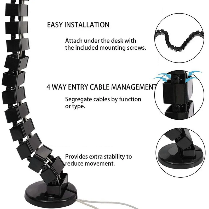 ปลอกสายเคเบิลลวดกระดูกสันหลังใ - Desk Setup Clean บทวิจารณ์และราคา