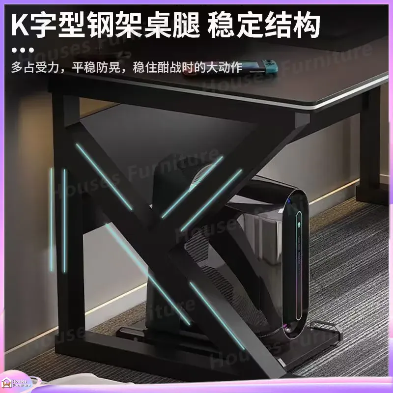 โต๊ะเกมมิ่งคาเฟ่เมทัลสีดำ โต๊ะ - Desk Setup Gaming Pc บทวิจารณ์และราคา