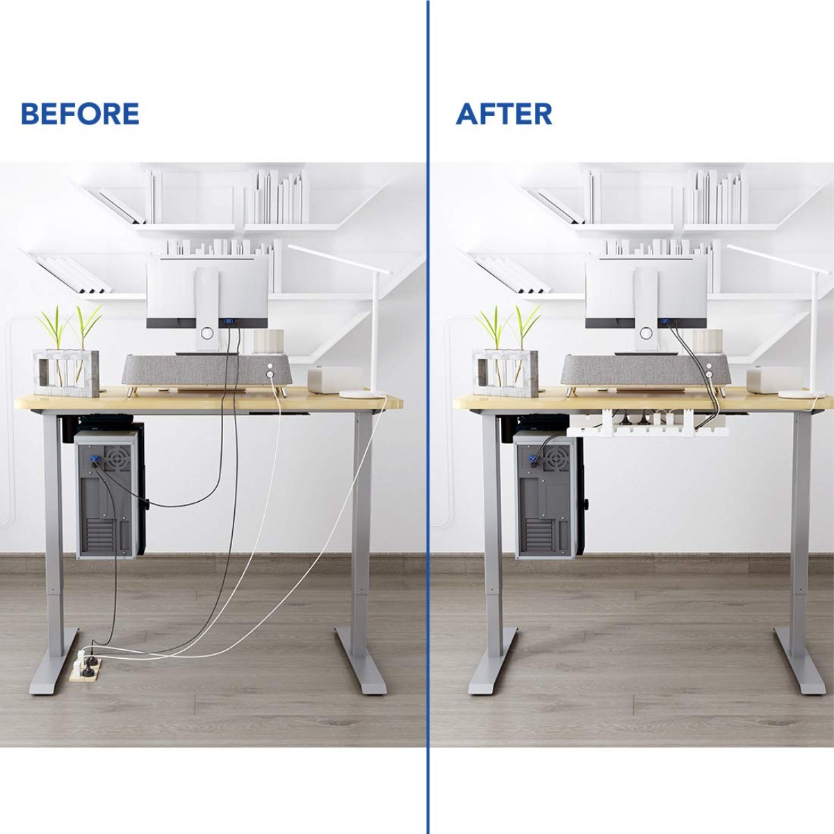 ถาดจัดเก็บสายเคเบิล ที่จัดระเบ - Desk Setup Living Room บทวิจารณ์และราคา
