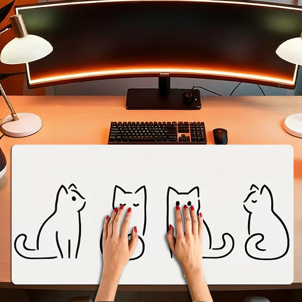แผ่นรองเมาส์ลายแมวน่ารัก ของตก - Desk Setup Designer บทวิจารณ์และราคา