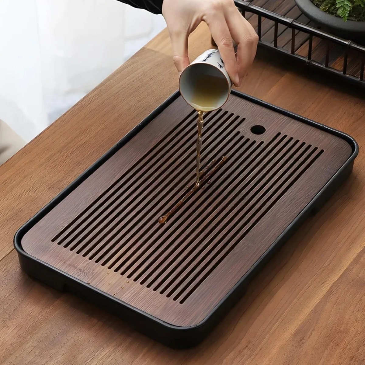 ถาดชาไม้ไผ่แบบพกพา ถอดประกอบได - Desk Setup Clean บทวิจารณ์และราคา