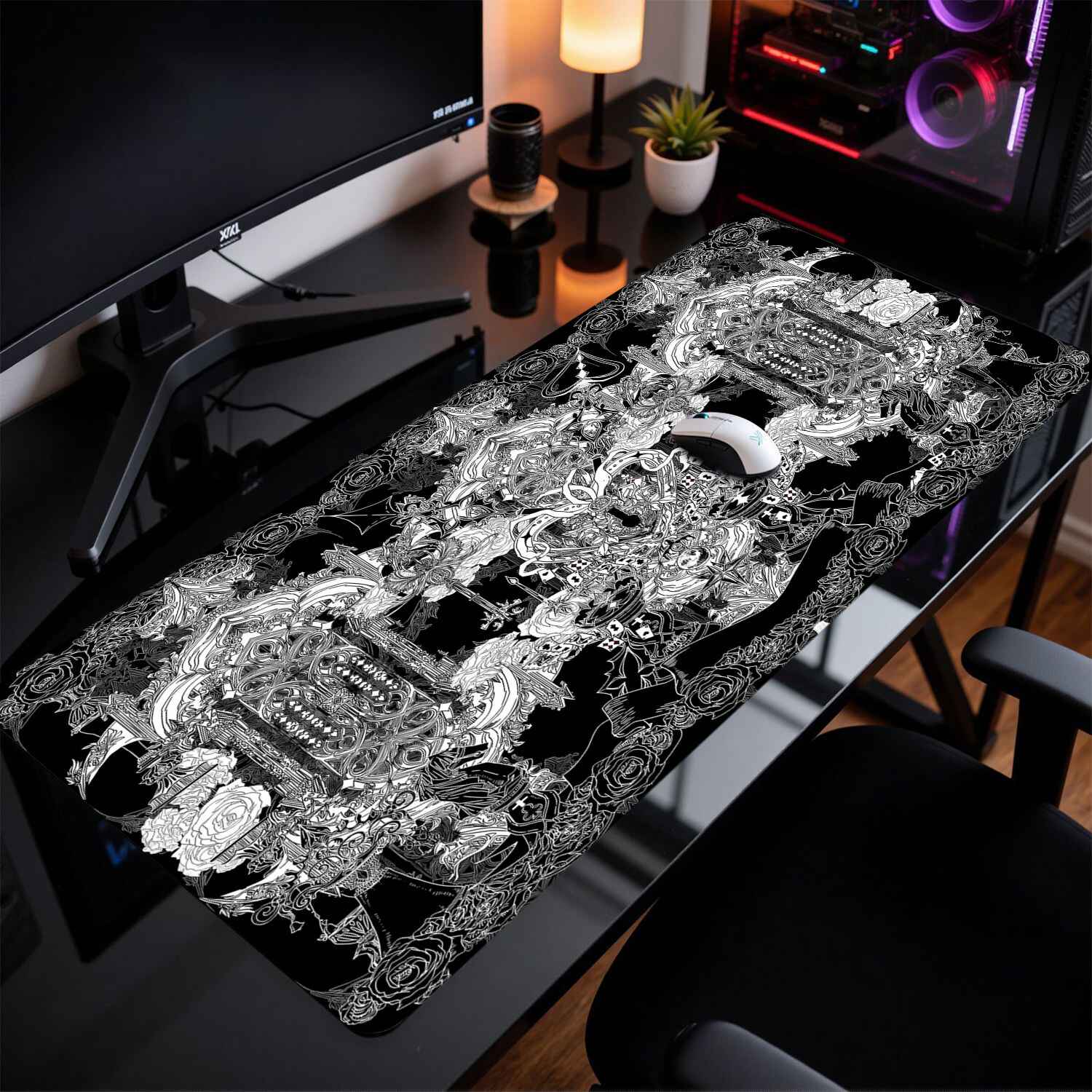 แผ่นรองเมาส์ลายอาคารโกธิค Divi - Desk Setup Black บทวิจารณ์และราคา
