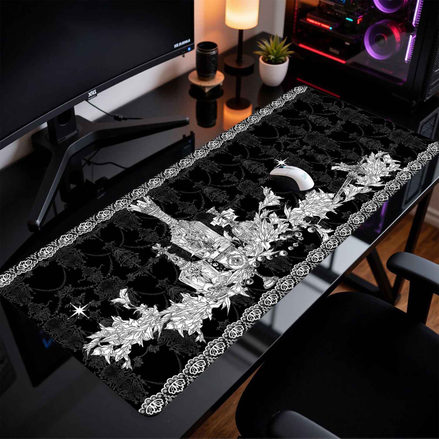 แผ่นรองเมาส์ลายอาคารโกธิค Divi - Desk Setup Black บทวิจารณ์และราคา