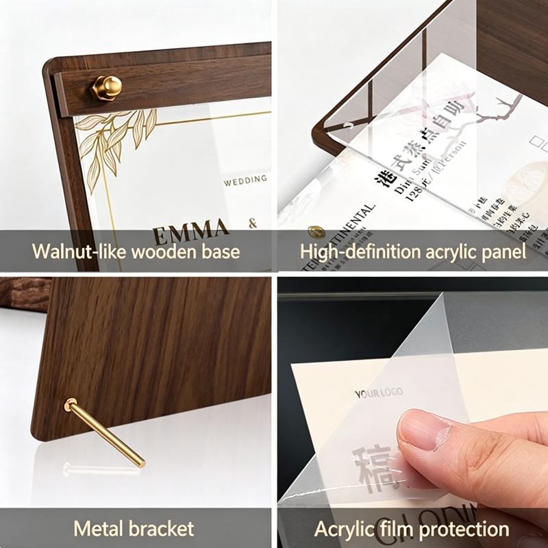 ป้ายเมนูอะคริลิคลายไม้แบบกำหนด - Desk Setup Wood บทวิจารณ์และราคา