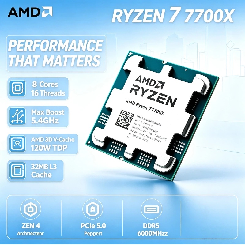 AMD Ryzen 7 7700X 5NM ชิปเกมมิ - Amd Cpu Ryzen 7 บทวิจารณ์และราคา