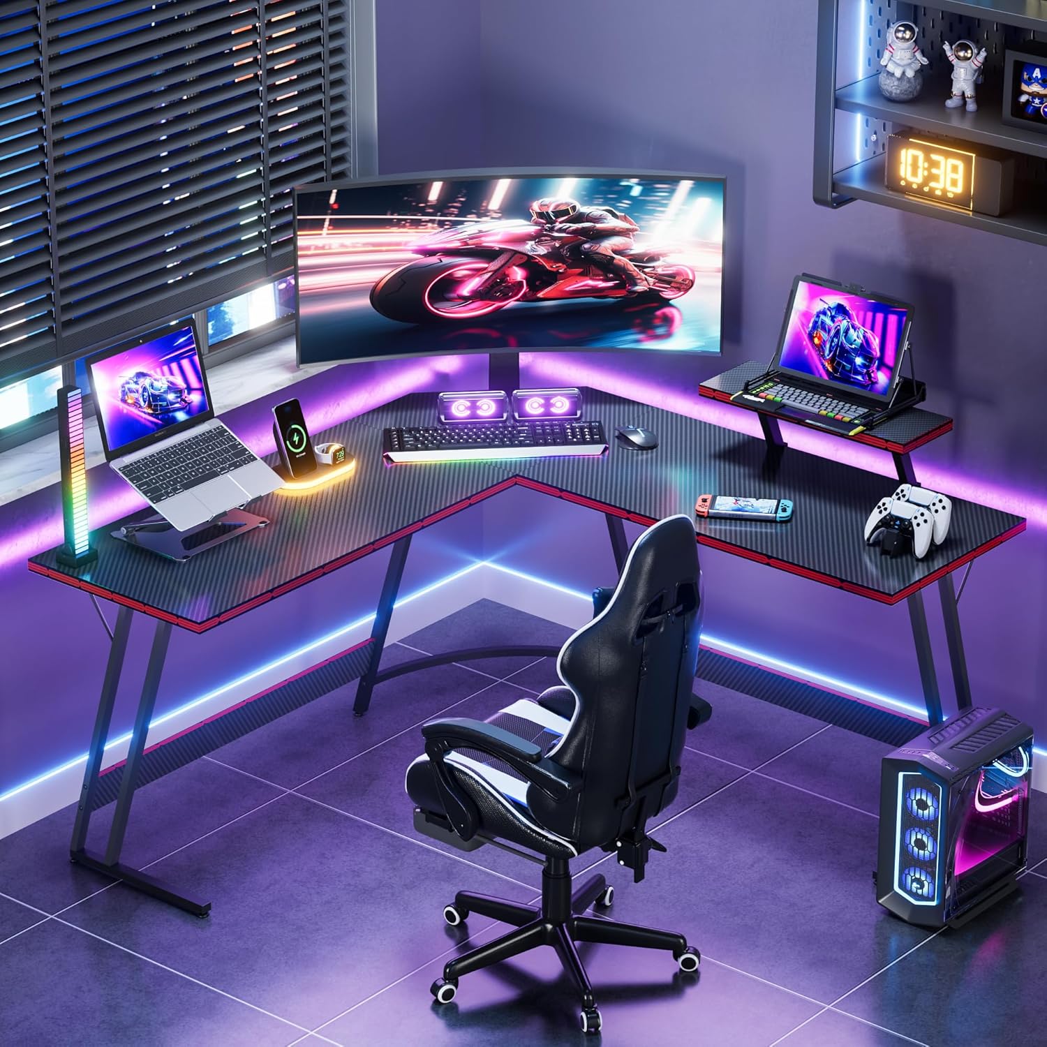 โต๊ะเล่นเกมปรับระดับได้รูปตัว  - Setup Desk Monitor บทวิจารณ์และราคา