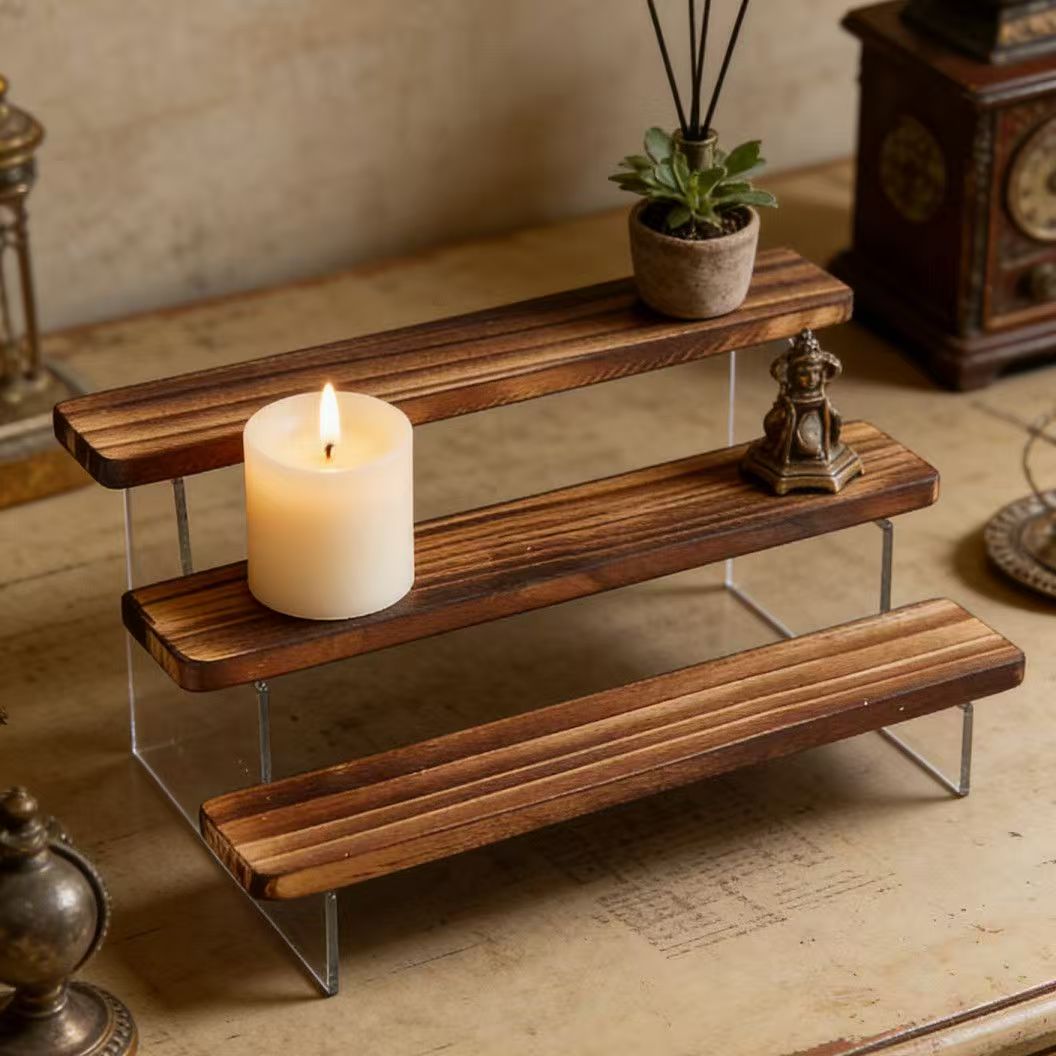ชั้นวางของอะคริลิคแบบขั้นบันได - Desk Setup Wood บทวิจารณ์และราคา