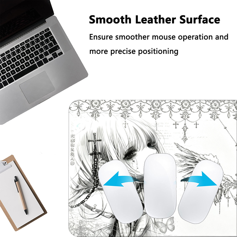 แผ่นรองเมาส์หนังสีดำสีขาวอะนิเ - Desk Setup Black บทวิจารณ์และราคา
