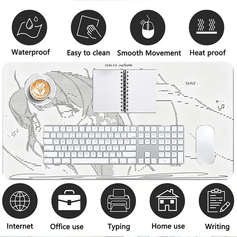 แผ่นรองเมาส์หนังลายการ์ตูนอนิเ - Desk Setup Cute บทวิจารณ์และราคา